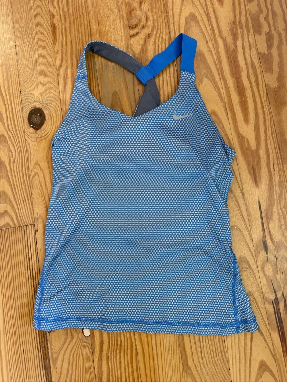 Nike Blue Patterned Racerback Sports Tank